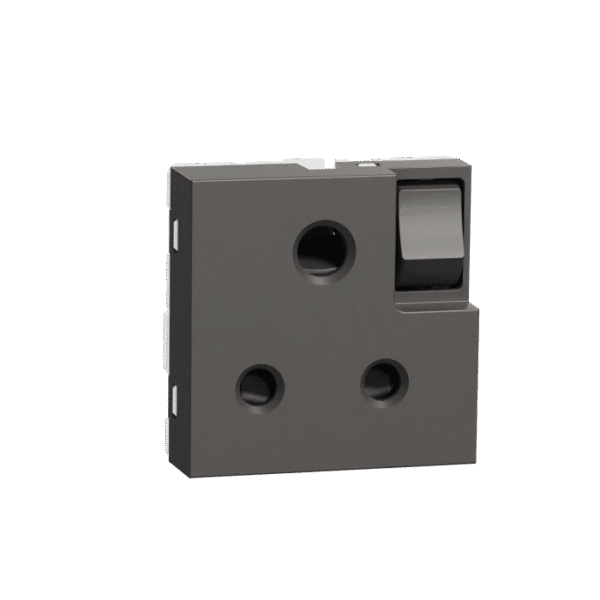 MZSWSO62M_WG | Switched Socket, Miluz Zeta, 1-Way, 250V, 6A, 2P+E With Shutter, 2 Module, Warm Grey - Schneider Electric