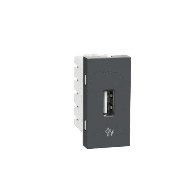MZUSBA1M_AN | Usb Charger, Miluz Zeta, A Type, 100-240V, 2.1A, 10.5W, 1 Module, Anthracite - Schneider Electric