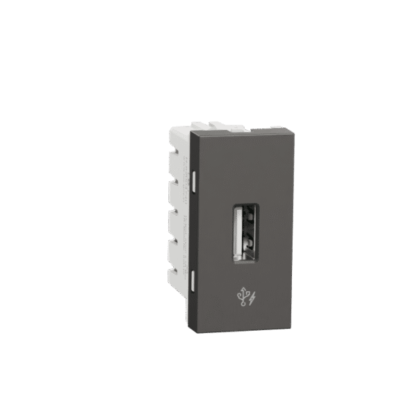MZUSBA1M_WG | Usb Charger, Miluz Zeta, A Type, 100-240V, 2.1A, 10.5W, 1 Module, Warm Grey - Schneider Electric