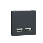 UNS21USB2P2M_GY | Unica Pure-2.1A 5V Usb Charger, 2 Module, Grey - Schneider Electric