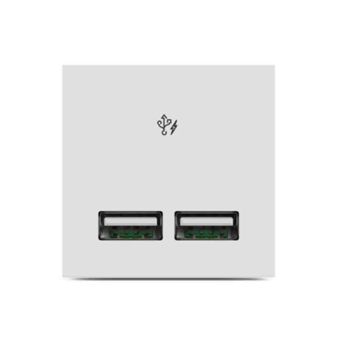 uns21usb2p2m_we_iop_face_wd19_.jpg.jpg UNS21USB2P2M_WE | Unica Pure-2.1A 5V Usb Charger, 2 Module, White - Schneider Electric - Image 1