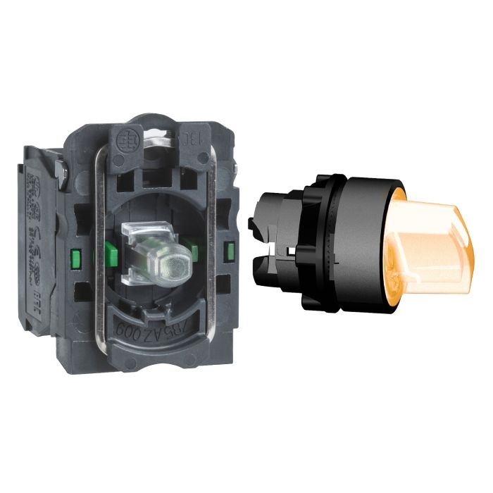xb5ak155m3n.jpg XB5AK155M3N | green illuminated selector switch Ø22 mm - 220V AC - 3 stayput - Schneider Electric - Image 1