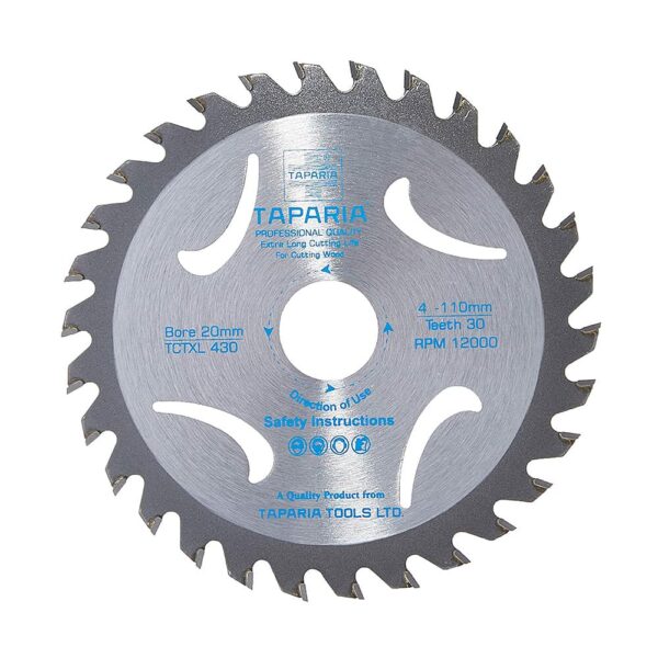 Taparia 4 inch / 110 mm TCT Wood Cutting Blades (30 Teeth), TCTXL 430