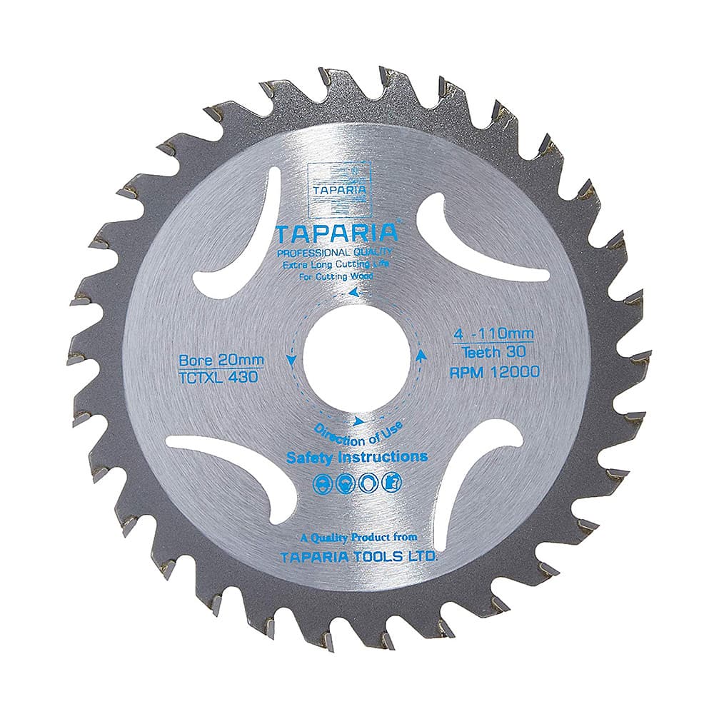 product200220050930AMtctxl430.jpg Taparia 4 inch / 110 mm TCT Wood Cutting Blades (30 Teeth), TCTXL 430 - Image 1