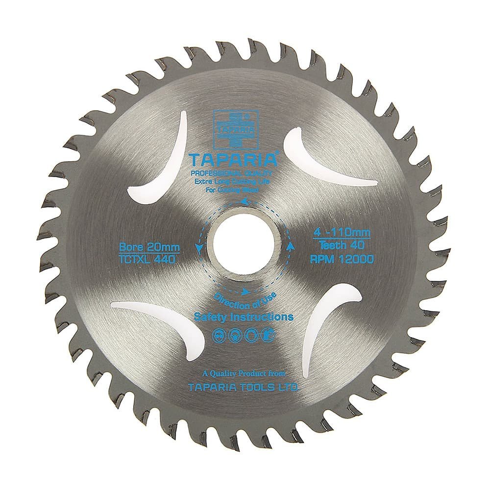 product200220051022AMtctxl440.jpg Taparia 4 inch / 110 mm TCT Wood Cutting Blades (40 Teeth), TCTXL 440 - Image 1