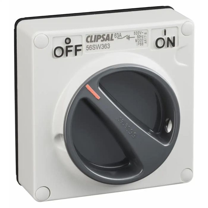 56sw363le-gy_front.jpg 56SW363LE-GY | SWITCH SURF IP66 1G 3P 63A L_E - Schneider Electric - Image 1