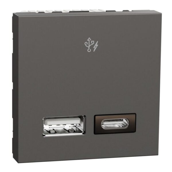 MZUSBAC2MPDH_WG | A+C USB Charger PD Hztl 2M Warm Grey - Schneider Electric