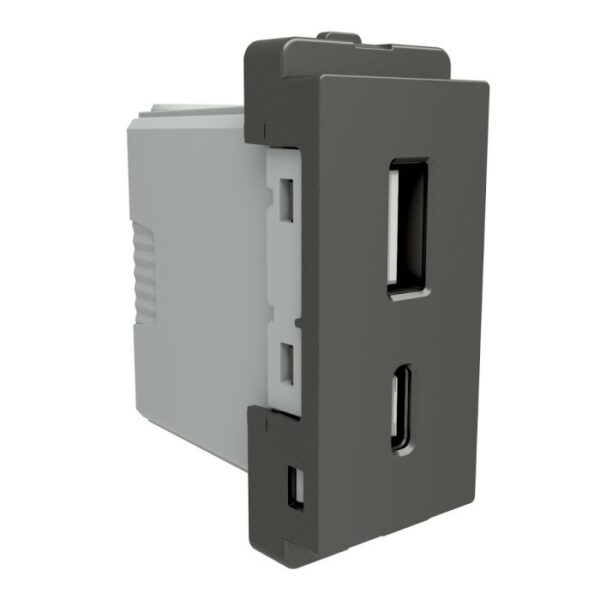 P7003_PG_N | A + C 1mod USB, Painted Grey - Schneider Electric
