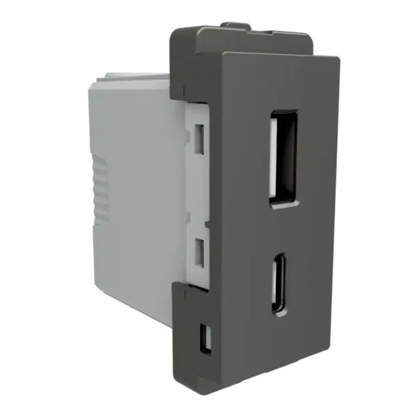 P7003_PG_N | A + C 1mod USB, Painted Grey - Schneider Electric