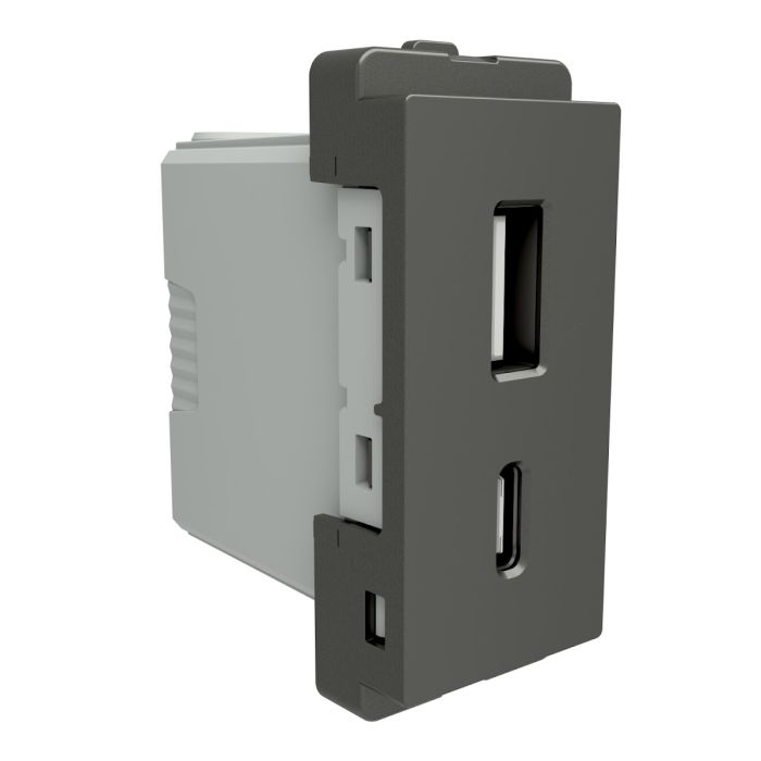 p7003_pg_n_front.jpg P7003_PG_N | A + C 1mod USB, Painted Grey - Schneider Electric - Image 1