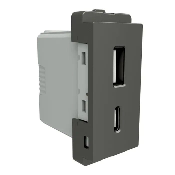 p7003_pg_n_front.jpg P7003_PG_N | A + C 1mod USB, Painted Grey - Schneider Electric - Image 1