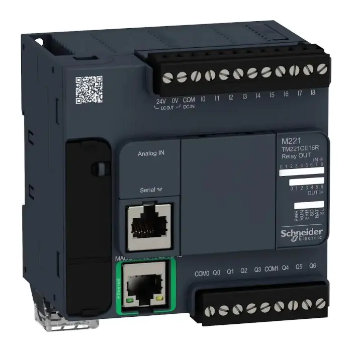 tm221ce16r_front.jpg TM221CE16R | CONTROLLER M221-16IO Relay Ethernet - Schneider Electric - Image 1