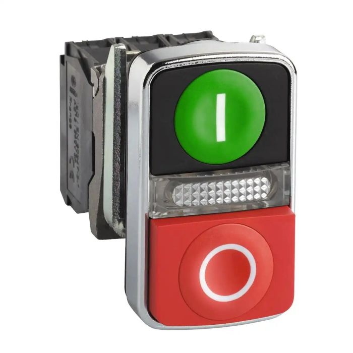 xb4bw73731m5_front.jpg XB4BW73731M5 | 2 Heads PB METAL GR FLUSH 240V 1NO+1NC - Schneider Electric - Image 1