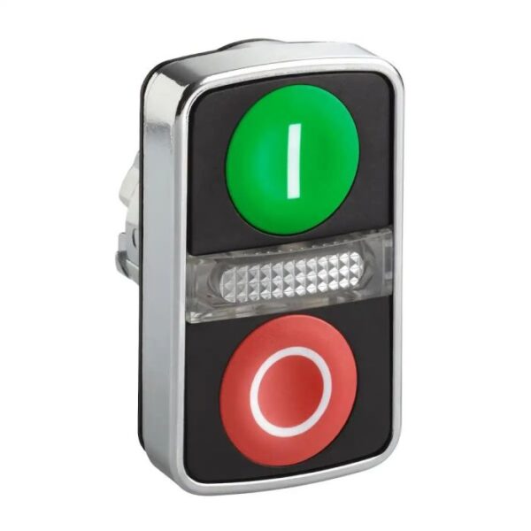 ZB4BW7A3741 | 2 Heads PB METAL GR/RD FLUSH I/O P.Light - Schneider Electric