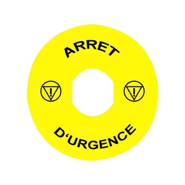 ZBY8130 | Leg plast E.stop mark ARRET D'URGENCE - Schneider Electric