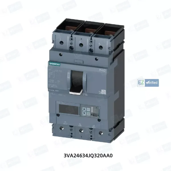 3VA2463-4JQ32-0AA0 | Siemens Sentron 3VA MCCB 630 A, 3 Pole, 36 kA, Overload, Short Circuit & Earth Fault, Microprocessor Based Trip Unit ETU560 LSIG - Siemens