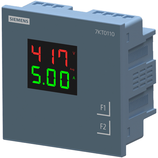 7KT0110 | Siemens Smart 7KT Discrete Panel Meter Voltage and Current LED Display, Vaux 95 to 240V AC, x/1 or 5 A, Class 1 - Siemens