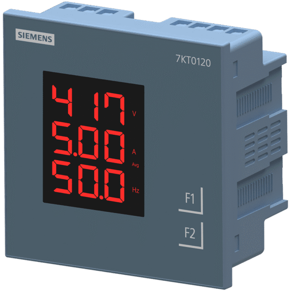 7KT0120 | Siemens Smart 7KT Discrete Panel Meter Voltage, Current and Frequency LED Display, Vaux 95 to 240V AC x/1 or 5 A, Class 1 - Siemens
