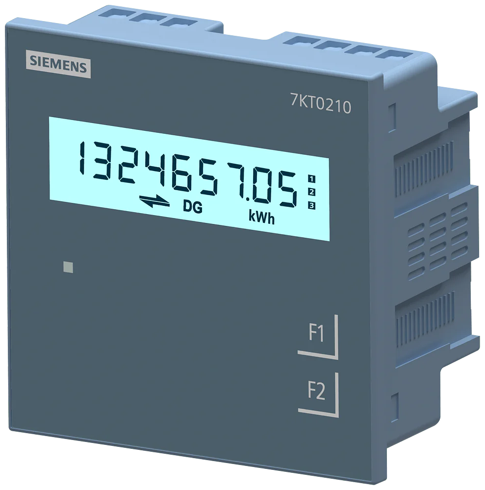 7KT0210 | Siemens Smart 7KT Discrete Panel Meter 3 Phase Energy (Dual Source), LCD Display, Vaux 95 to 240V AC x/1 or 5 A, Class 1 - Siemens - Image 1