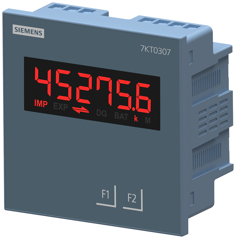 7kt0307.png 7KT0307 | Siemens Smart 7KT Multi Function Meter Modbus RTU Single Line LED Display, Vaux 95 to 240V AC x/1 or 5 A, Class 1 - Siemens - Image 1