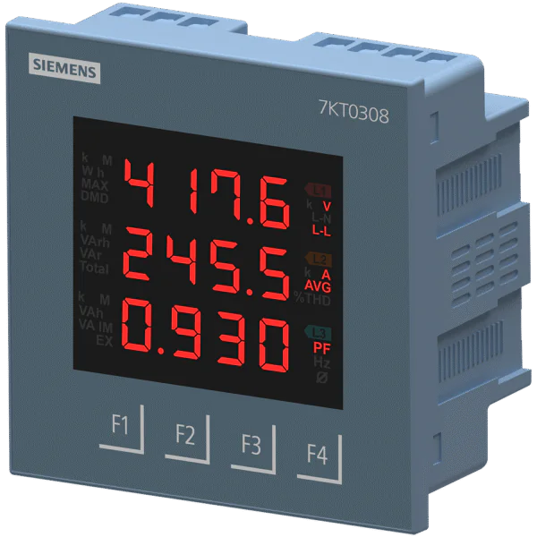 7KT0308 | Siemens Smart 7KT Multi Function Meter Modbus RTU Multi Line LED Display, Vaux 95 to 240V AC x/1 or 5 A, Class 1 - Siemens