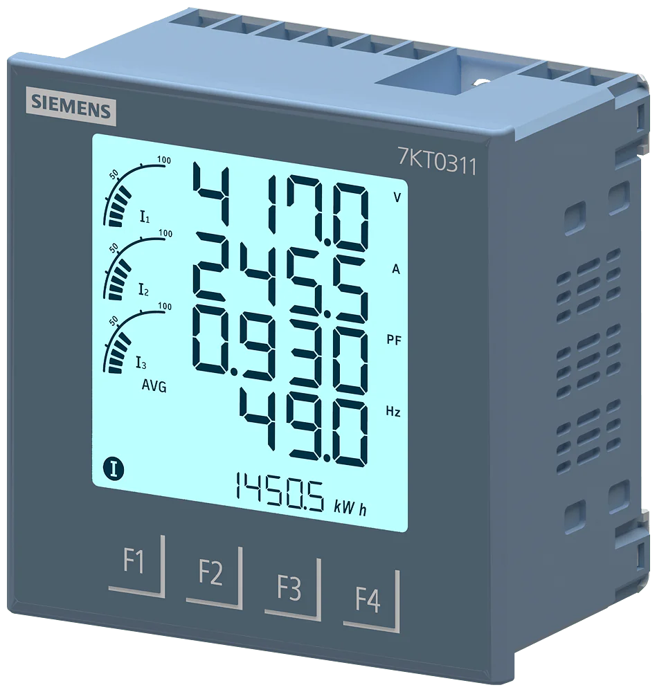 7kt0311.png 7KT0311 | Siemens Smart 7KT Multi Function Meter Modbus RTU LCD Display, Vaux 95 to 240V AC, x/1 or 5 A, Class 0.5 - Siemens - Image 1