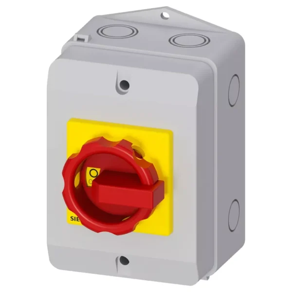 3LD2064-1GP53 | Siemens 3LD Switch Disconnector Emergency Switching-off Switch 16 A, 3 Pole, Red/Yellow, 1 NO + 1 NC - Siemens