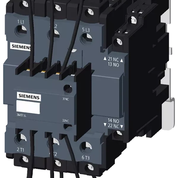 3MT7006-0JA12-6AG2 | Siemens Sinova 3MT7 Capacitor Duty Contactor 60 kVAr, 3 Pole, 1 NO + 2 NC, 110 V AC, 50/60 Hz - Siemens