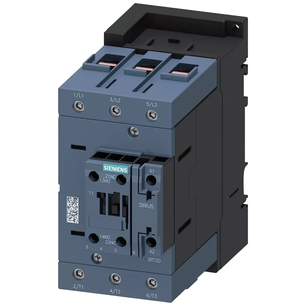 siemens-3rt-power-contactor-3rt20461np30.webp 3RT2046-1NP30-8K | Siemens Sirius 3RT2 Power Contactor 95 A, 3 Pole, 175-280 V AC/DC, 1 NO + 1 NC, AC3 Duty, Size 3, With Integrated Varistor - Siemens - Image 1
