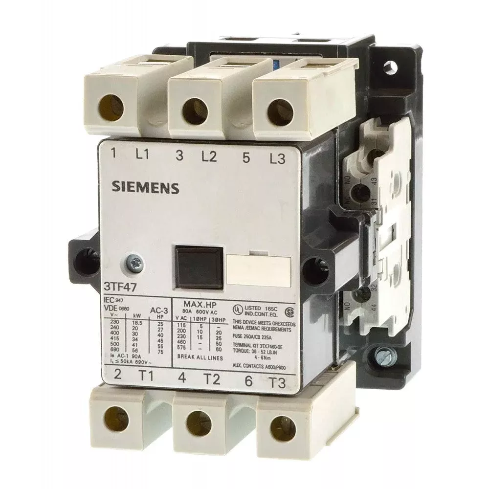 siemens-3tf4702-0ad0za01-power-contactor-3-pole_1.webp 3TF4702-0AR0ZT00 | Siemens Sicop 3TF4 Power Contactor 65 A, 3 Pole, 415 V AC, 2 NO + 2 NC, AC3 Duty, Size 3 - Siemens - Image 1