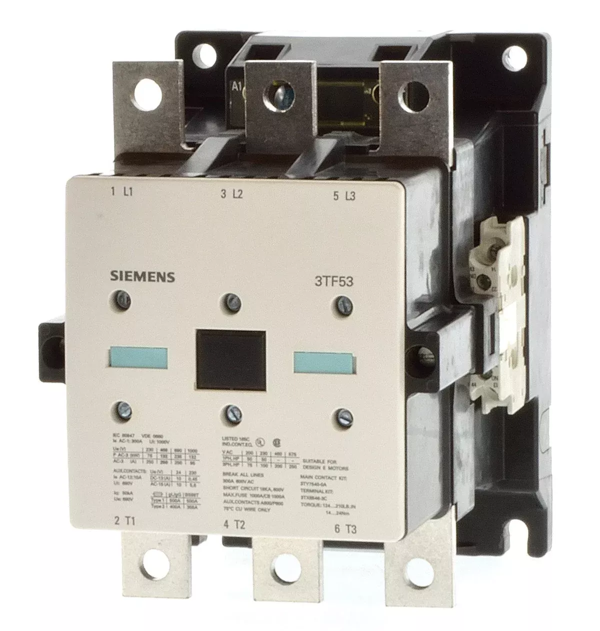 siemens-3tf5302-0ab0-power-contactor-3-pole_1.webp 3TF5302-0AF0 | Siemens Sicop 3TF5 Power Contactor 205 A, 3 Pole, 110 V AC, 2 NO + 2 NC, AC3 Duty, Size 8 - Siemens - Image 1