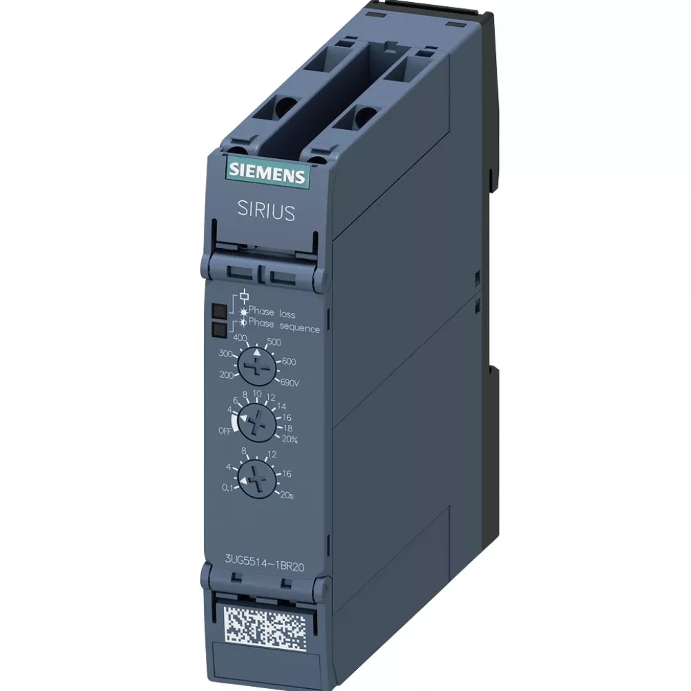 siemens-3ug-analog-monitoring-relay-phase-sequence-under-voltage-3ug55141br20.webp 3UG5514-1BR20 | Siemens Sirius 3UG5 Analog Monitoring Relay Phase Sequence, Under Voltage Monitoring 3x 160-690 V AC, 2 C/O Contacts - Siemens - Image 1