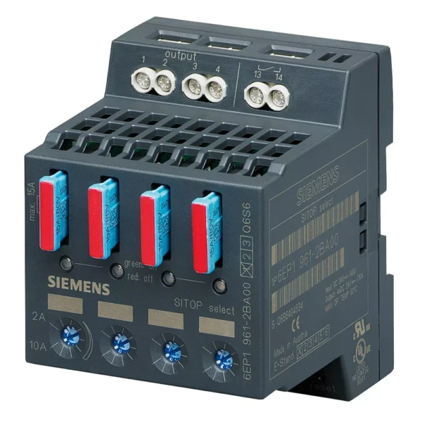 6EP19612BA00 | Siemens Sitop 6EP1 Select Diagnostics Module 4 Channel Input 24 V DC/40 A, Output 24 V DC/4x 10 A Threshold Adjustable 2-10 A - Siemens