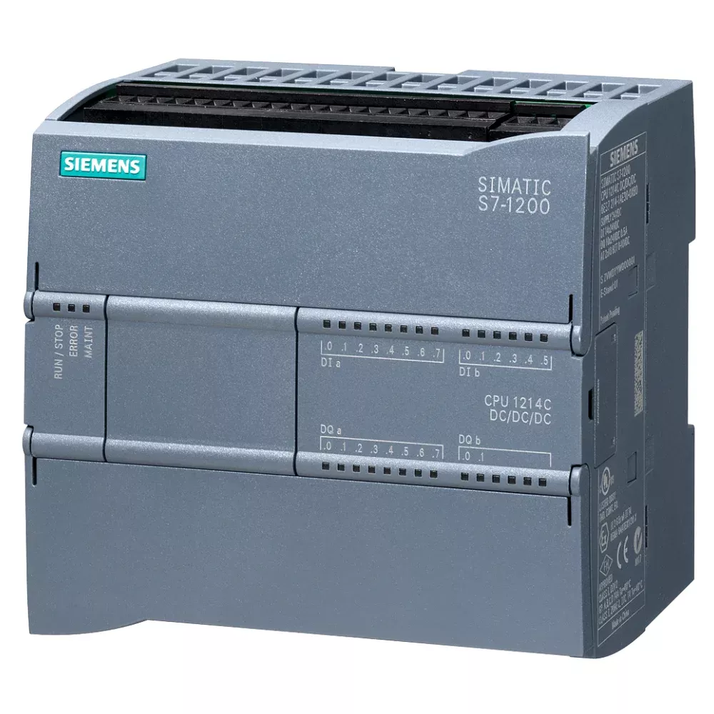 siemens-simaticcompact-cpu-6es72141ag400xb0.webp 6ES72141AG400XB0 | Siemens Simatic S7-1200, CPU 1214C, Compact CPU, Onboard I/O 14 DI 24 V DC, 10 DO 24 V DC, 2 AI 0-10 V DC - Siemens - Image 1