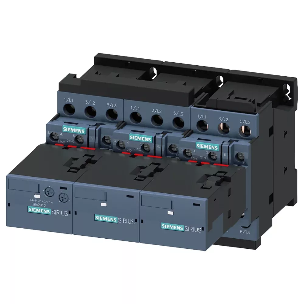 siemens-sirius-3ra24-star-delta-contactor-3ra24268xf321al2.webp 3RA2426-8XF32-1AL2 | Siemens Sirius 3RA2 Star Delta Contactor 50 A, 3 Pole, 230 V AC, 3 NO + 3 NC, AC3 Duty, Size S0, Screw Terminal, Electrical and Mechanical Interlock - Siemens - Image 1