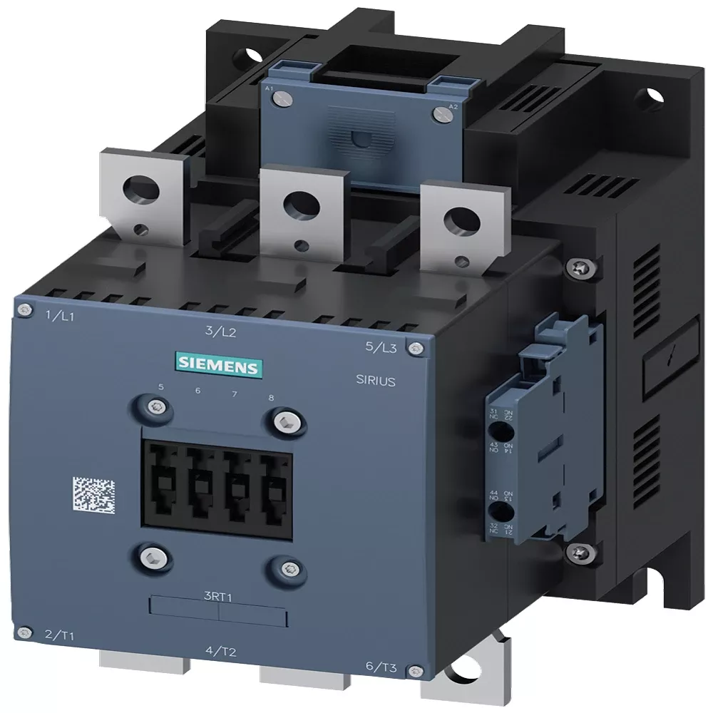 siemens-sirius-3rt1-power-contactor-screw-terminal-225-a-3-pole-3rt10646ab368k.webp 3RT1064-6AB36-8K | Siemens Sirius 3RT1 Power Contactor 225 A, 3 Pole, 23-26 V AC/DC, 2 NO + 2 NC, AC3 Duty, Size 10 - Siemens - Image 1