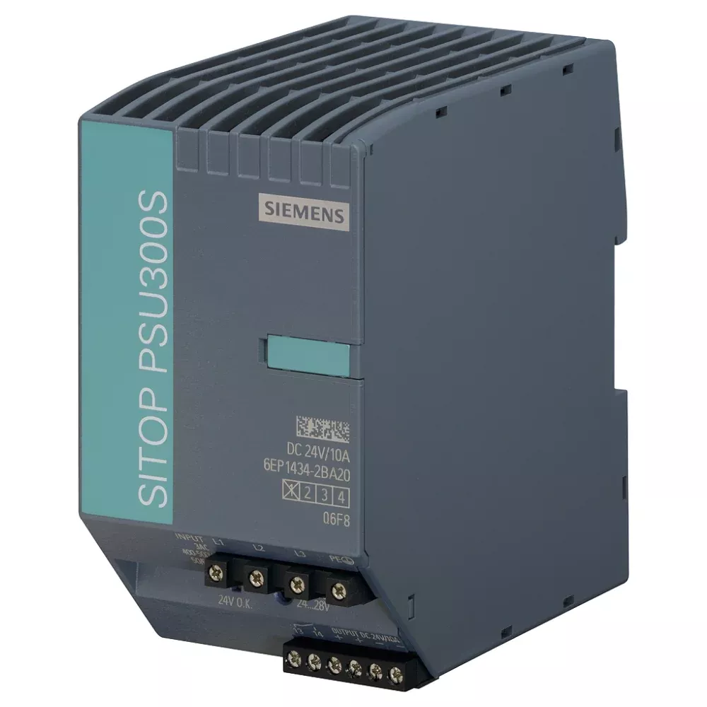 siemens-stabilized-power-supply-6ep14342ba20.webp 6EP14342BA20 | Siemens Sitop 6EP1 PSU300S Stabilized Power Supply 10 A, Input 400-500 V AC, Output 24 V DC/10 A - Siemens - Image 1
