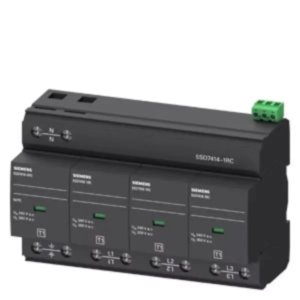 5SD74141RC | Siemens 5SD7 Surge Protection Device Lightning Surge Arrester 4 Pole, Type 1, 3+1, 240/415 V AC - Siemens