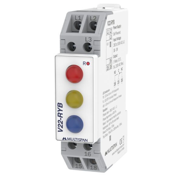 Multispan V22-RYB-E Single Phase Preventer DIN Rail 22.5mm 106125v22 ryb regular