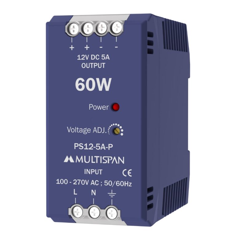 Multispan PS12-5A-P DIN Rail Power Supply 12VDC 5A 60W 107351ps12 5a p regular