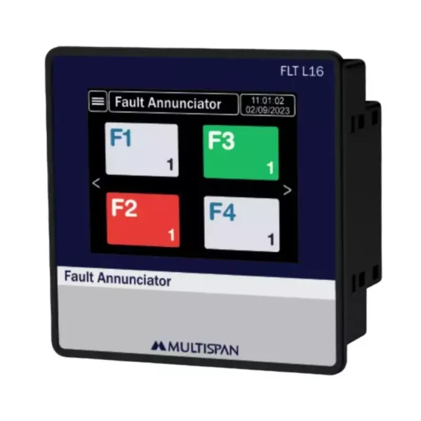 Multispan FLT-L08 Fault Annunciator 8 Channel Touch Screen multispan flt l16 fault annunciator 4 20ma output 96x96