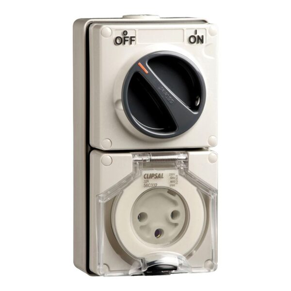 56C332-GY | SOCKET SWT SURF IP66 3PIN 32A - Schneider Electric