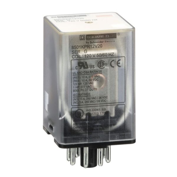 8501KPR12V20 | RELAY 2CO CYL PIN 10A 240V 120VAC COIL - Schneider Electric