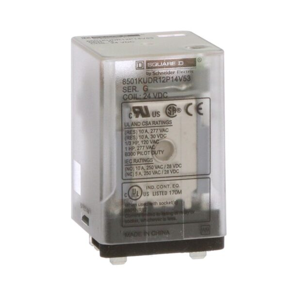 8501KUDR12P14V53 | RELAY 2CO QC PIN 10A 240V 24VDC COIL LED - Schneider Electric