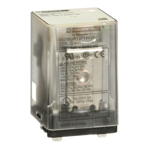 8501KUR13P14V20 | RELAY 3CO QC PIN 6.6A 240V 120VAC COIL L - Schneider Electric