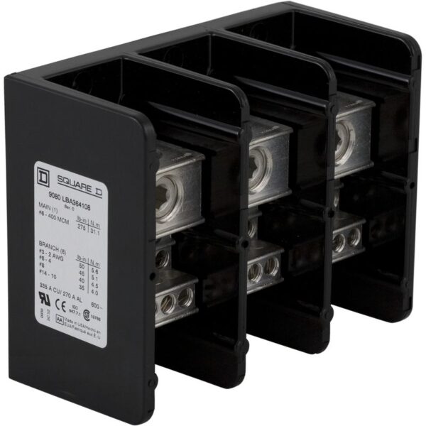 9080LBA364108 | PWR DISTR BLK 600V 335A - Schneider Electric