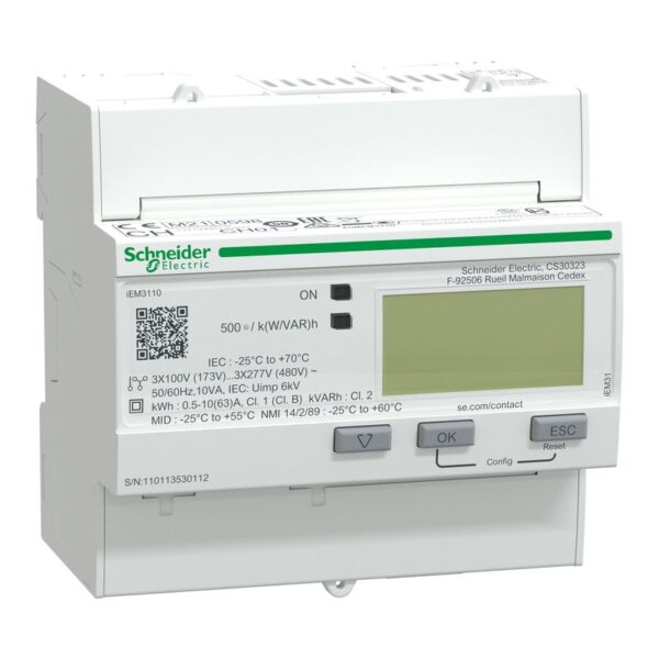 A9MEM3110 | iEM3110 63A Cl 1 MID Energy meter 1DO - Schneider Electric