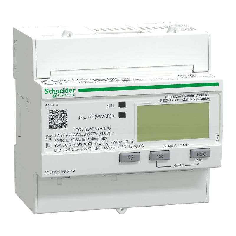A9MEM3110 A9MEM3110 | iEM3110 63A Cl 1 MID Energy meter 1DO - Schneider Electric - Image 1