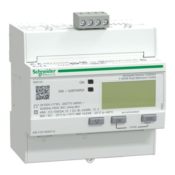 A9MEM3155 | iEM3155 63A Cl 1 MID Energy meter RS-485 - Schneider Electric