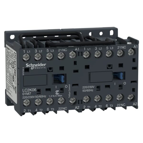 LC2K0601E7 | 3P REVERS CONT 2.2KW 3P 1NC AUX 48VAC - Schneider Electric